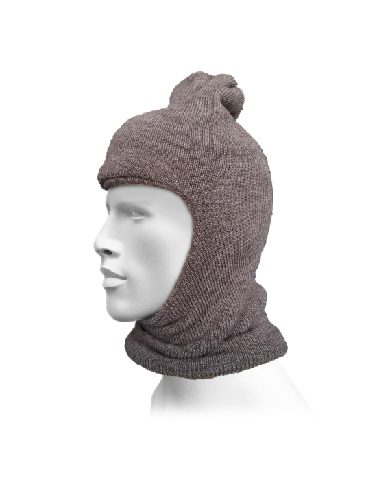 Pure Wool Ribbed Monkey Cap brown